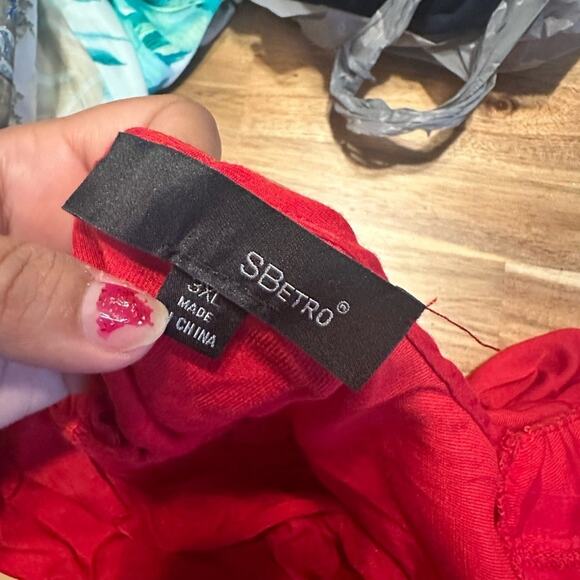 SBetro Red Plus Size Boho Maxi Dress – Long Sleeve, Size 3X - Picture 5 of 9